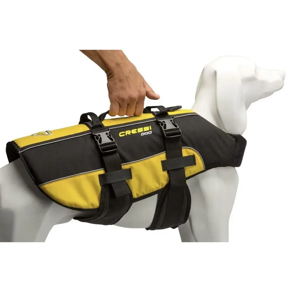 Cressi DLJ Dog Life Jacket Float Vest Black Yellow Size Large New - Picture 3 of 7